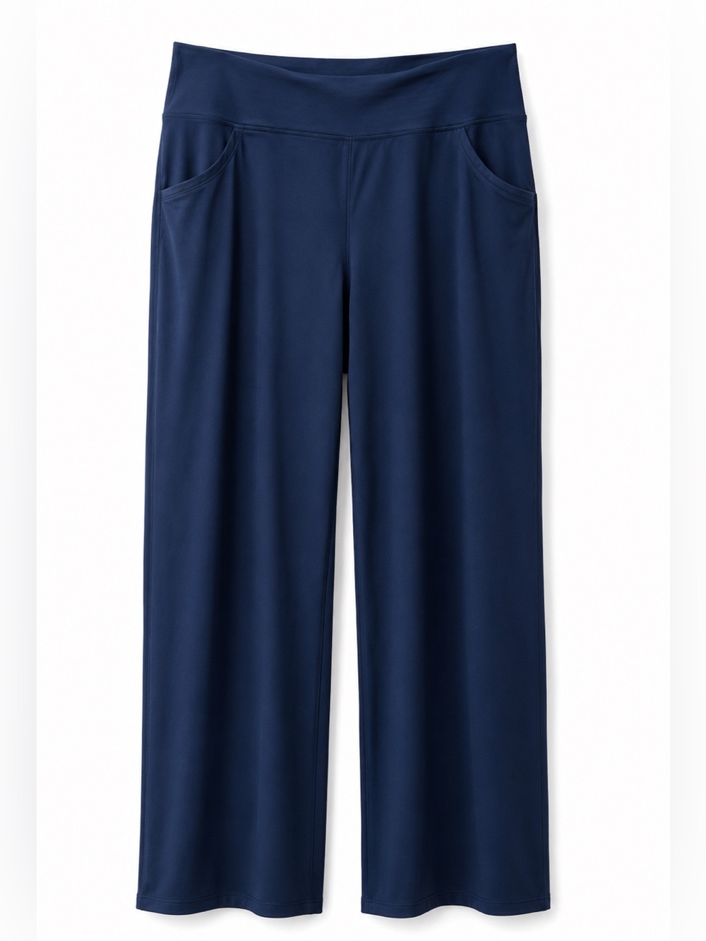 Navy Blue Wide Leg Yoga Pants 2X High Rise Pockets Like New